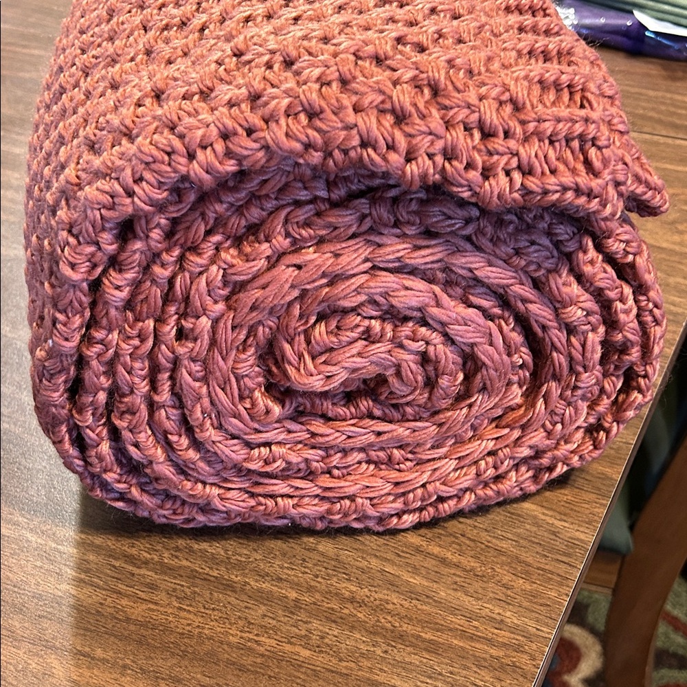 Threshold Knit Blanket in Warm Rust - Picture 5 of 7